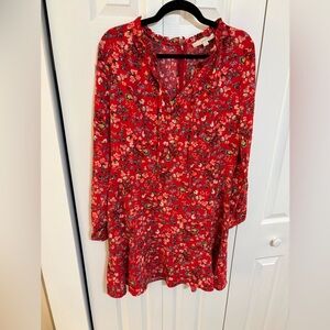 Red floral long sleeve dress from LOFT